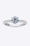 Moissanite Platinum-Plated Side Stone Ring - Trendsi - Flyclothing LLC