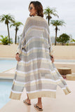 Striped Open Front Side Slit Duster Cover Up - Trendsi - Flyclothing LLC
