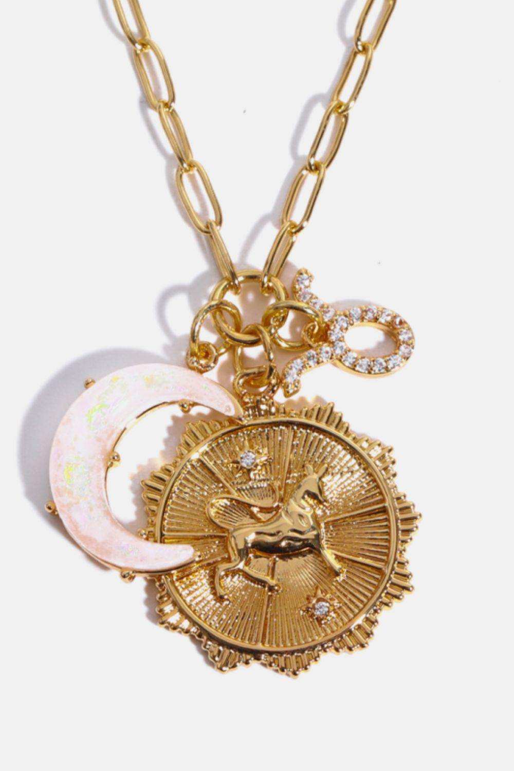 Constellation and Moon Pendant Copper Necklace - Trendsi - Flyclothing LLC