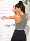 Cropped Round Neck Sports Tank Top - Trendsi - Flyclothing LLC