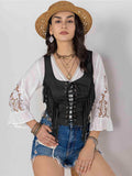 Fringe Lace-Up Vest - Trendsi - Flyclothing LLC