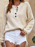 Half Button Dropped Shoulder Sweater - Trendsi - Flyclothing LLC