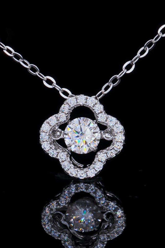 925 Sterling Silver Moissanite Flower Pendant Necklace - Trendsi - Flyclothing LLC