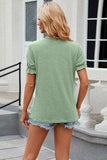 Round Neck Flounce Sleeve T-Shirt - Trendsi - Flyclothing LLC