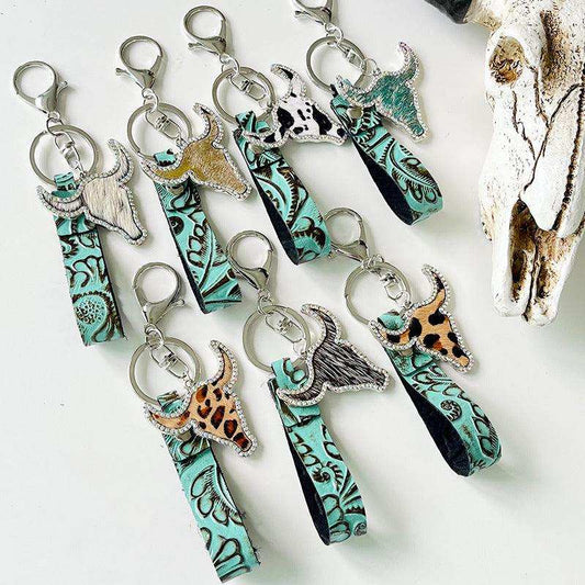 Rhinestone Bull Keychain - Trendsi - Flyclothing LLC