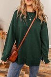 Round Neck Drop Shoulder Slit Sweatshirt - Trendsi - Flyclothing LLC