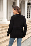 Round Neck Openwork Long Sleeve Pullover Sweater - Trendsi - Flyclothing LLC