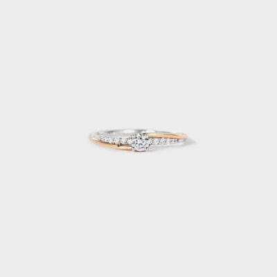 Inlaid Zircon Bicolor Rose Gold-Plated Ring - Trendsi - Flyclothing LLC
