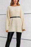 Boat Neck Dropped Shoulder Mini Sweater Dress - Trendsi - Flyclothing LLC