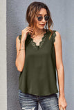 Eyelash Lace V-Neck Tank Top - Trendsi - Flyclothing LLC