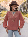 Swiss Dot V-Neck Blouse - Trendsi - Flyclothing LLC