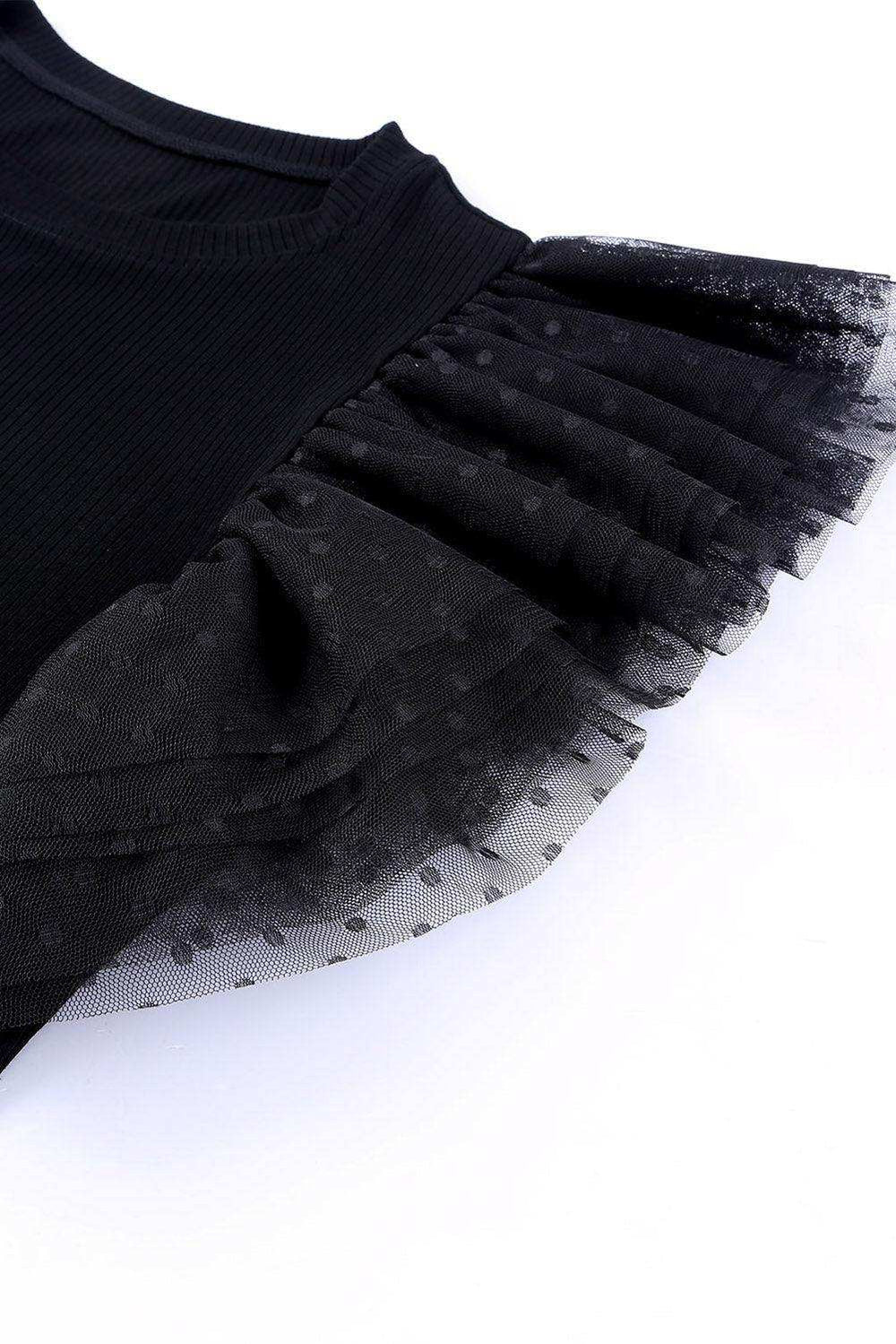 Polka Dot Flutter Sleeve Top - Trendsi - Flyclothing LLC