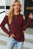 Round Neck Cold Shoulder T-Shirt - Trendsi - Flyclothing LLC
