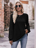 Long Flounce Sleeve Round Neck Blouse - Trendsi - Flyclothing LLC