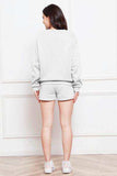 Round Neck Long Sleeve Sweatshirt and Drawstring Shorts Set - Trendsi - Flyclothing LLC
