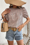 Printed Smocked Puff Sleeve Blouse - Trendsi - Flyclothing LLC