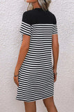 Striped Heart Short Sleeve Dress - Trendsi - Flyclothing LLC