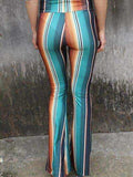 High Waist Striped Bootcut Pants - Trendsi - Flyclothing LLC