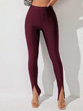 High Waist Slit Skinny Pants - Trendsi - Flyclothing LLC