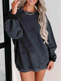 Round Neck Dropped Shoulder Sweatshirt - Trendsi - Flyclothing LLC
