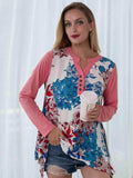 Full Size Floral Buttoned Notched Neck Top - Trendsi - Flyclothing LLC