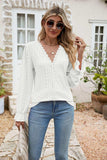 Eyelet Lace Trim Flounce Sleeve Blouse - Trendsi - Flyclothing LLC