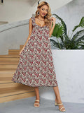 Printed Ruffled Sleeveless Midi Dress - Trendsi - Flyclothing LLC