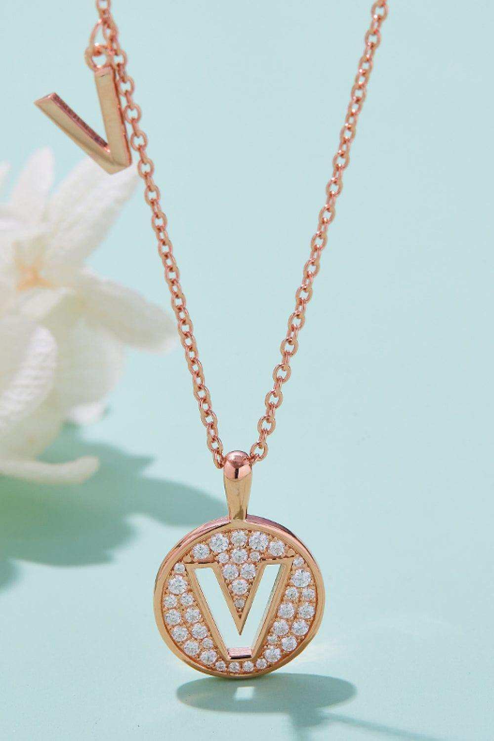 Moissanite U to Z Pendant Necklace - Trendsi - Flyclothing LLC