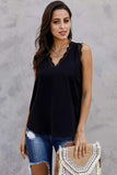 Eyelash Lace V-Neck Tank Top - Trendsi - Flyclothing LLC