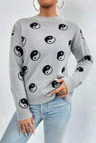 Graphic Mock Neck Dropped Shoulder Sweater - Trendsi - Flyclothing LLC