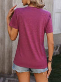 Heathered Round Neck Short Sleeve T-Shirt - Trendsi - Flyclothing LLC
