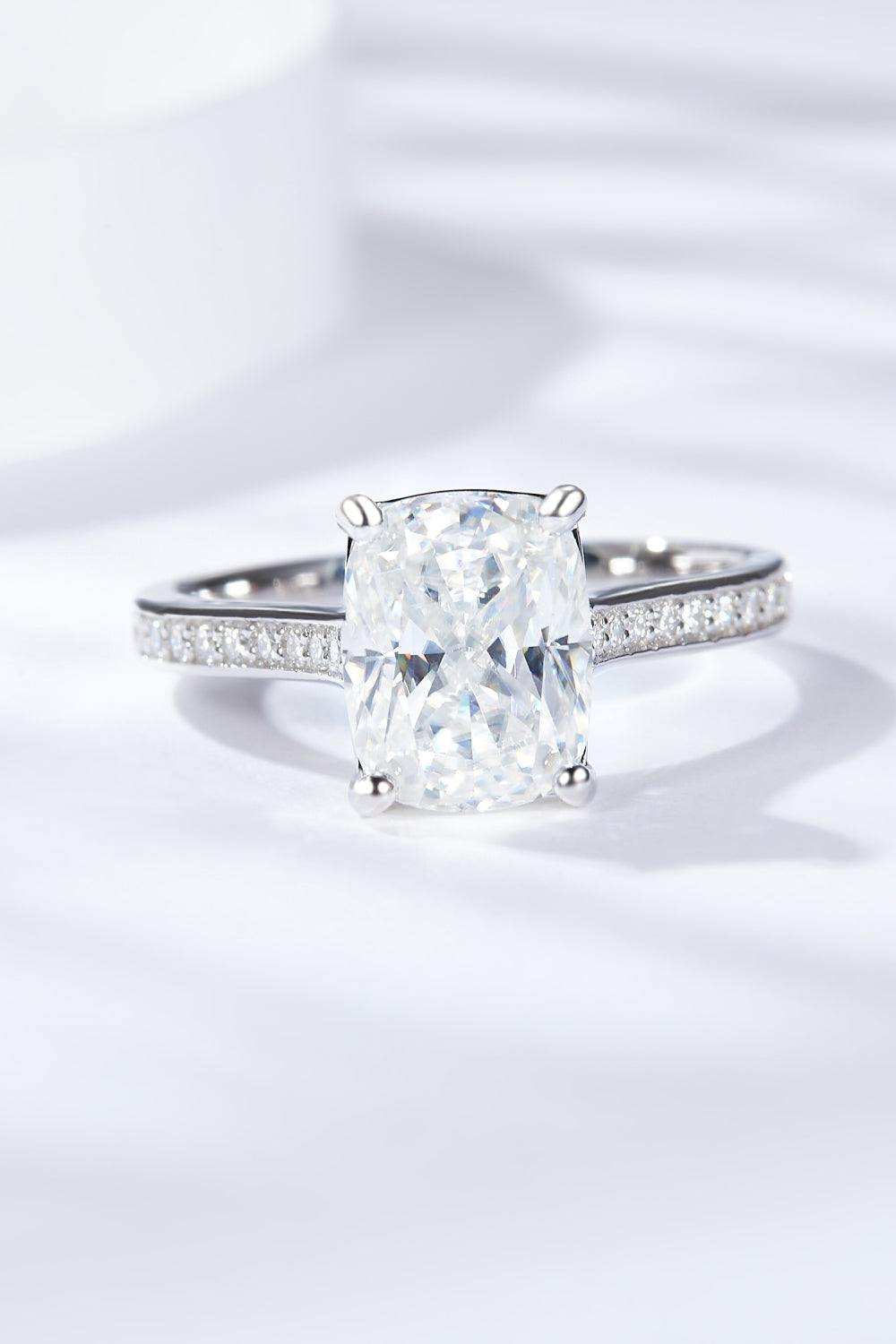 3 Carat Moissanite Platinum-Plated Side Stone Ring - Trendsi - Flyclothing LLC