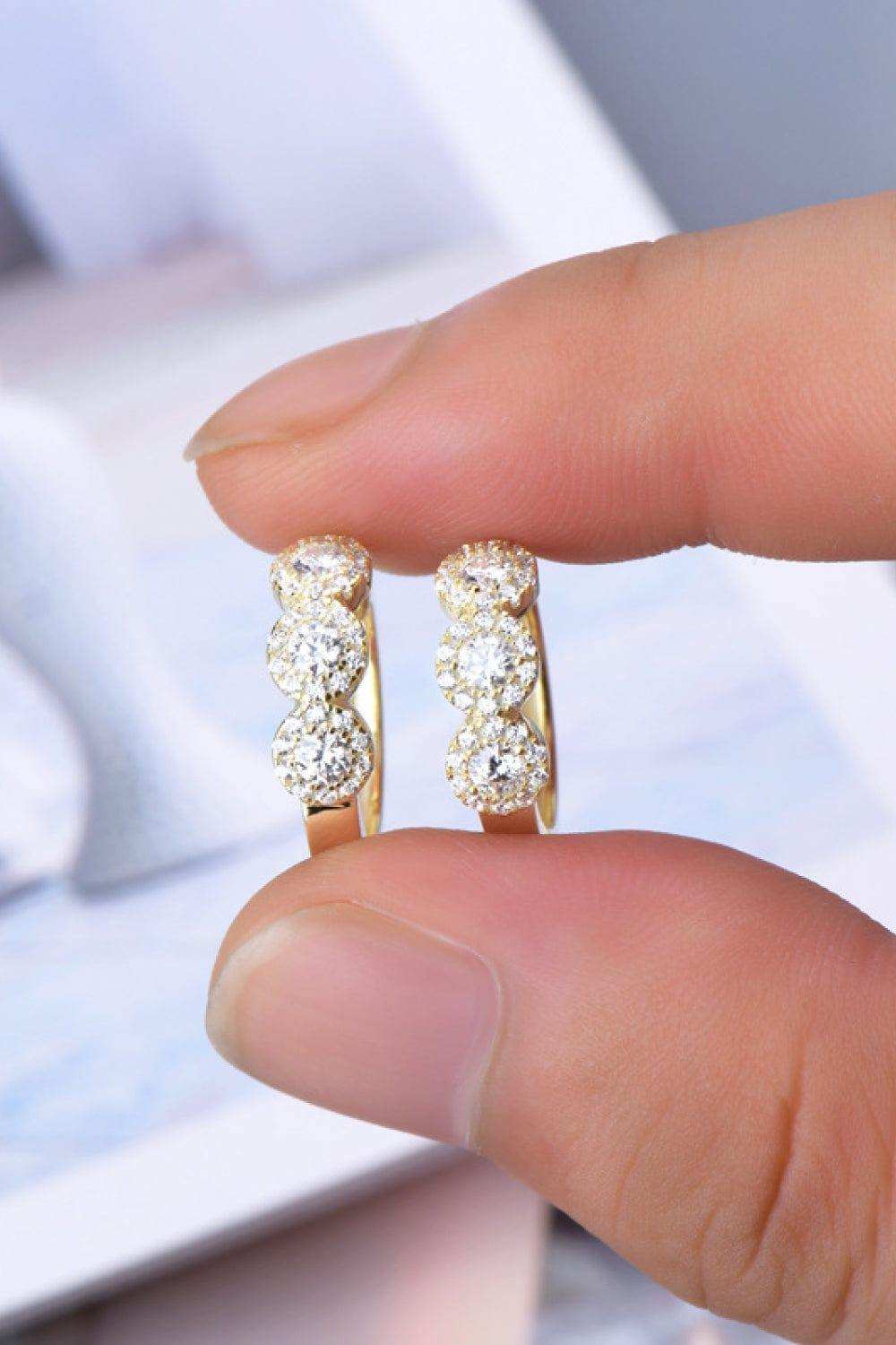 Moissanite 925 Sterling Silver Huggie Earrings - Trendsi - Flyclothing LLC