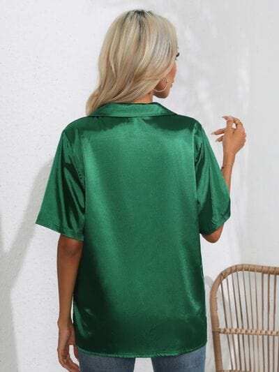 Button Up Collared Neck Shirt - Trendsi - Flyclothing LLC