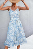 Floral Frill Trim Scoop Neck Spaghetti Strap Dress - Trendsi - Flyclothing LLC