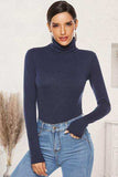 Ribbed Turtleneck Long Sleeve Bodysuit - Trendsi - Flyclothing LLC