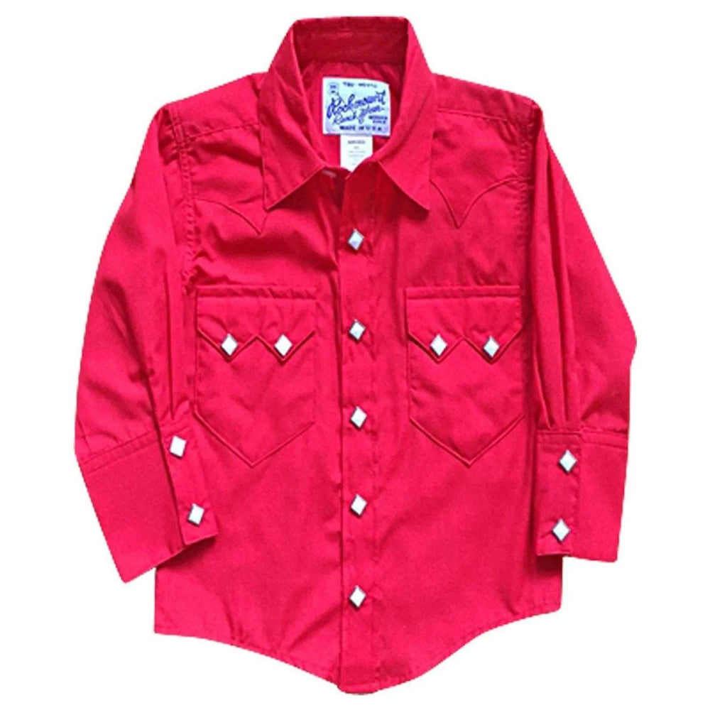 Kid's Youth Vintage Solid Red Western Shirt - Rockmount Clothing - Flyclothing LLC