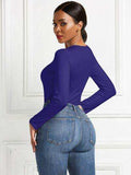 Round Neck Long Sleeve Bodysuit - Trendsi - Flyclothing LLC