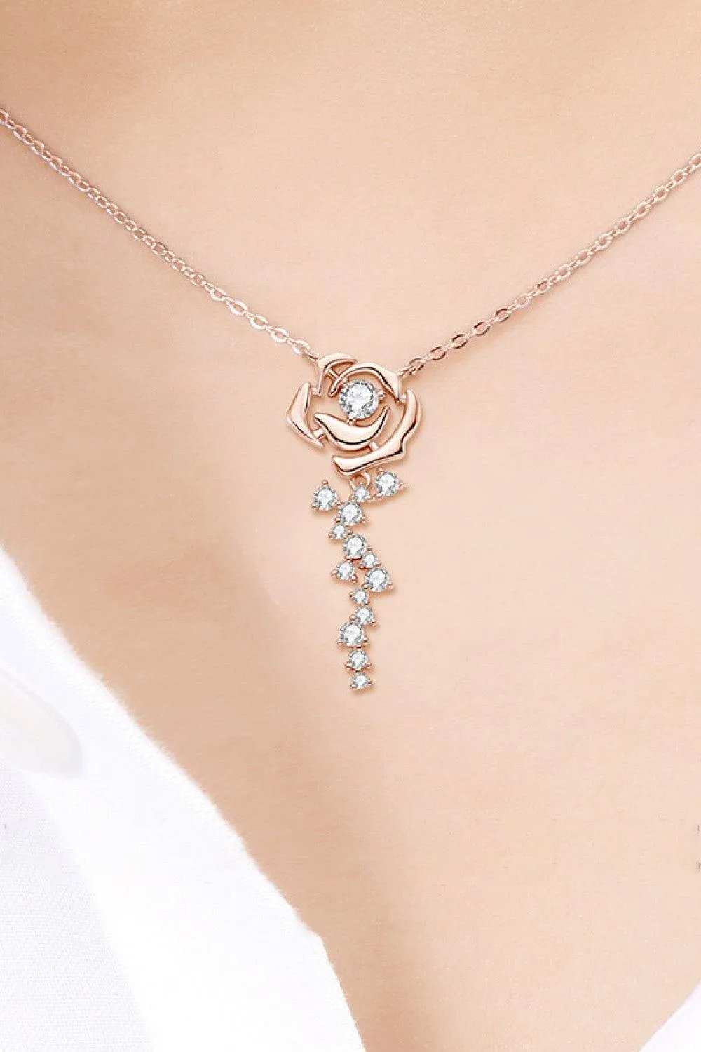 925 Sterling Silver 18K Rose Gold-Plated Pendant Necklace - Trendsi - Flyclothing LLC