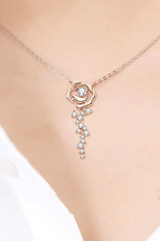 925 Sterling Silver 18K Rose Gold-Plated Pendant Necklace - Trendsi - Flyclothing LLC