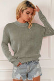 Striped Mock Neck Dropped Shoulder Sweater - Trendsi - Flyclothing LLC