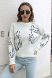 Cat Pattern Round Neck Long Sleeve Pullover Sweater - Trendsi - Flyclothing LLC