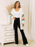 Striped Open Front Dropped Shoulder Cardigan - Trendsi - Flyclothing LLC