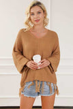 Fringe V-Neck Long Sleeve Sweater - Trendsi - Flyclothing LLC