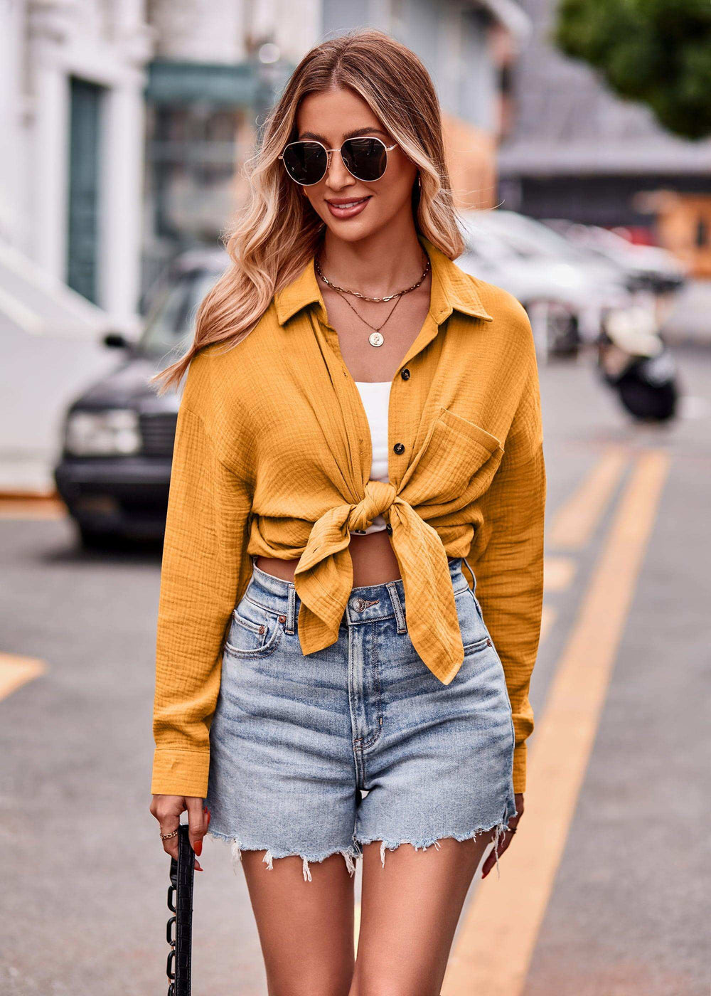 Textured Dropped Shoulder Longline Shirt - Trendsi - Flyclothing LLC