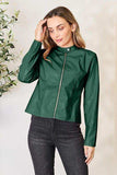 Mock Neck Zip Up Jacket - Trendsi - Flyclothing LLC