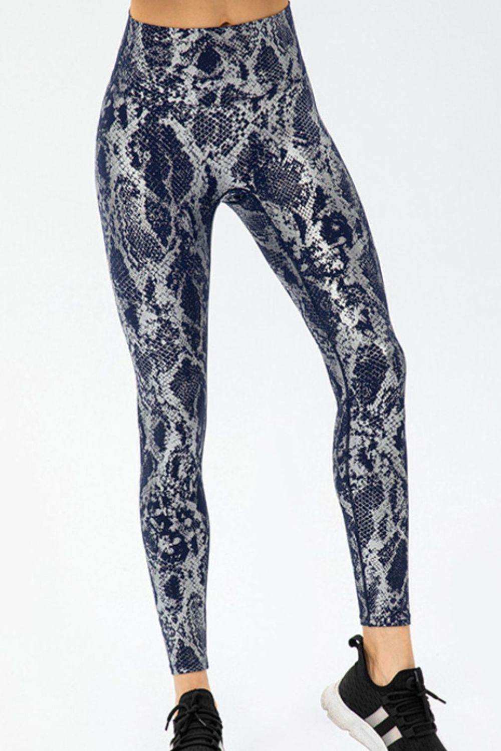 Animal Print Slim Fit Wide Waistband Long Sports Pants - Trendsi - Flyclothing LLC