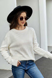 Round Neck Dropped Shoulder Sweater - Trendsi - Flyclothing LLC