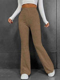 Ribbed High Waist Bootcut Pants - Trendsi - Flyclothing LLC