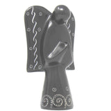 Soapstone Angel Sculpture - Black Finish with Etch Design - SMOLArt - Flyclothing LLC